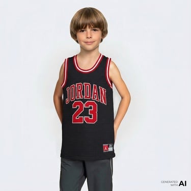  Jordan 23 Jersey Çocuk Siyah Kolsuz T-Shirt