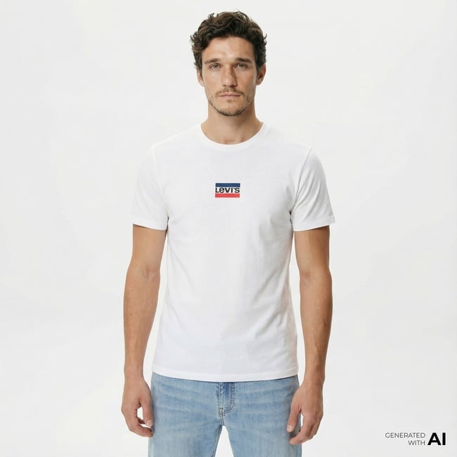  Levi's Graphic Crewneck Erkek Beyaz T-Shirt