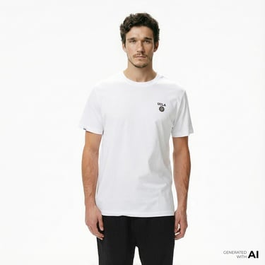  Ucla Bass Erkek Beyaz Bisiklet Yaka T-shirt