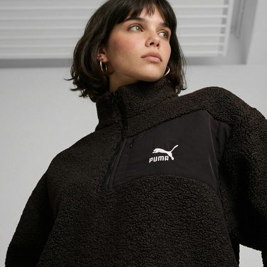  Puma Classics Winterized Half-Zip Kadın Siyah Sweatshirt