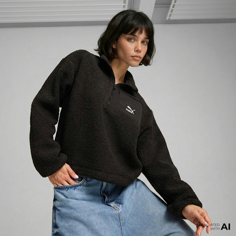  Puma Classics Winterized Half-Zip Kadın Siyah Sweatshirt