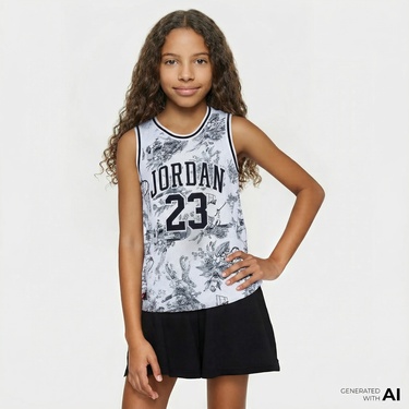  Jordan 23 Jersey Çocuk Beyaz/Siyah Kolsuz Atlet