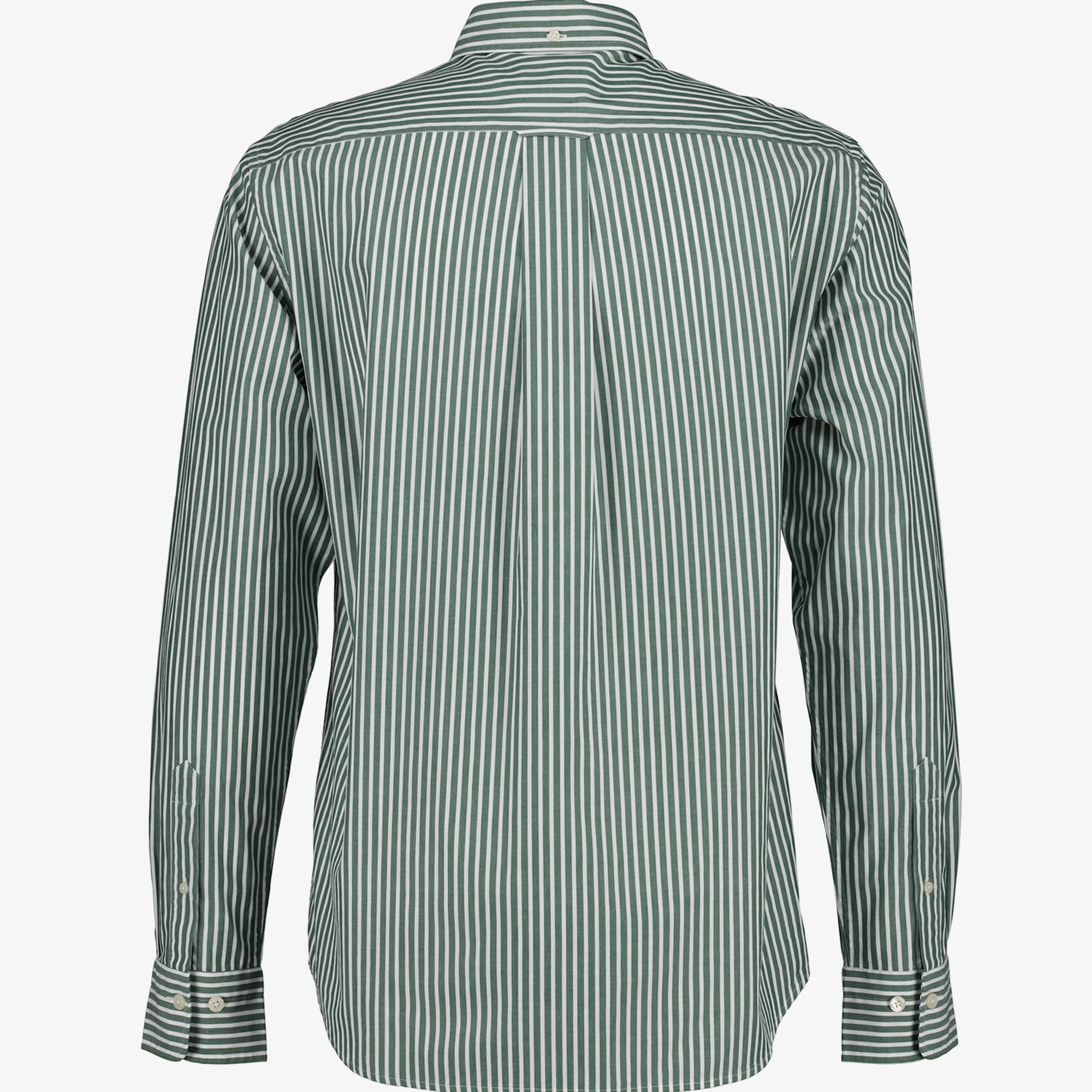GANT Erkek Yeşil Regular Fit Düğmeli Yaka Çizgili Poplin Gömlek