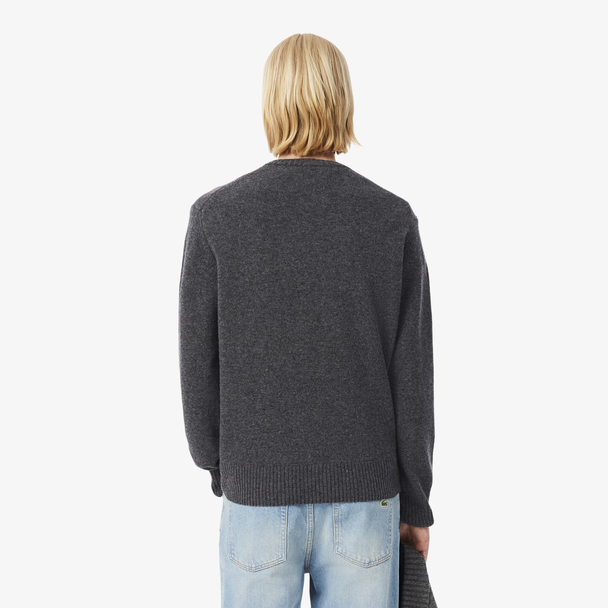 Lacoste Erkek Classic Fit Bisiklet Yaka Gri Kazak