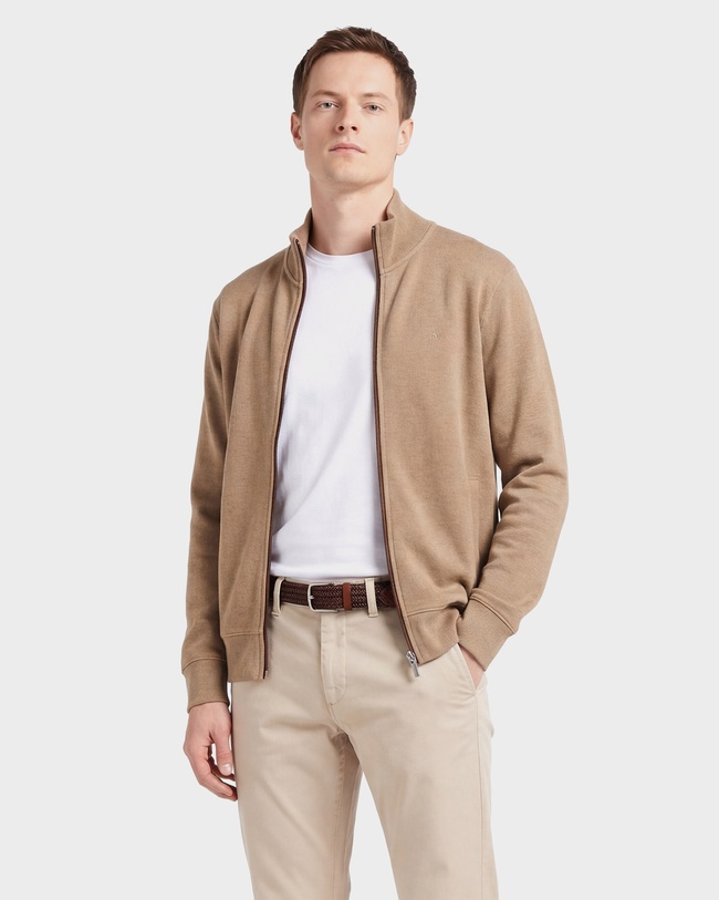  GANT Erkek Bej Regular Fit Fermuarlı Hırka