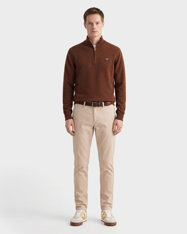  GANT Erkek Kahverengi Regular Fit Yarım Fermuarlı Yün Kazak