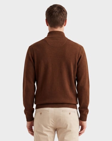  GANT Erkek Kahverengi Regular Fit Yarım Fermuarlı Yün Kazak