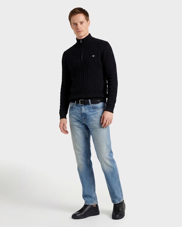  GANT Erkek Siyah Regular Fit Örgü Kazak