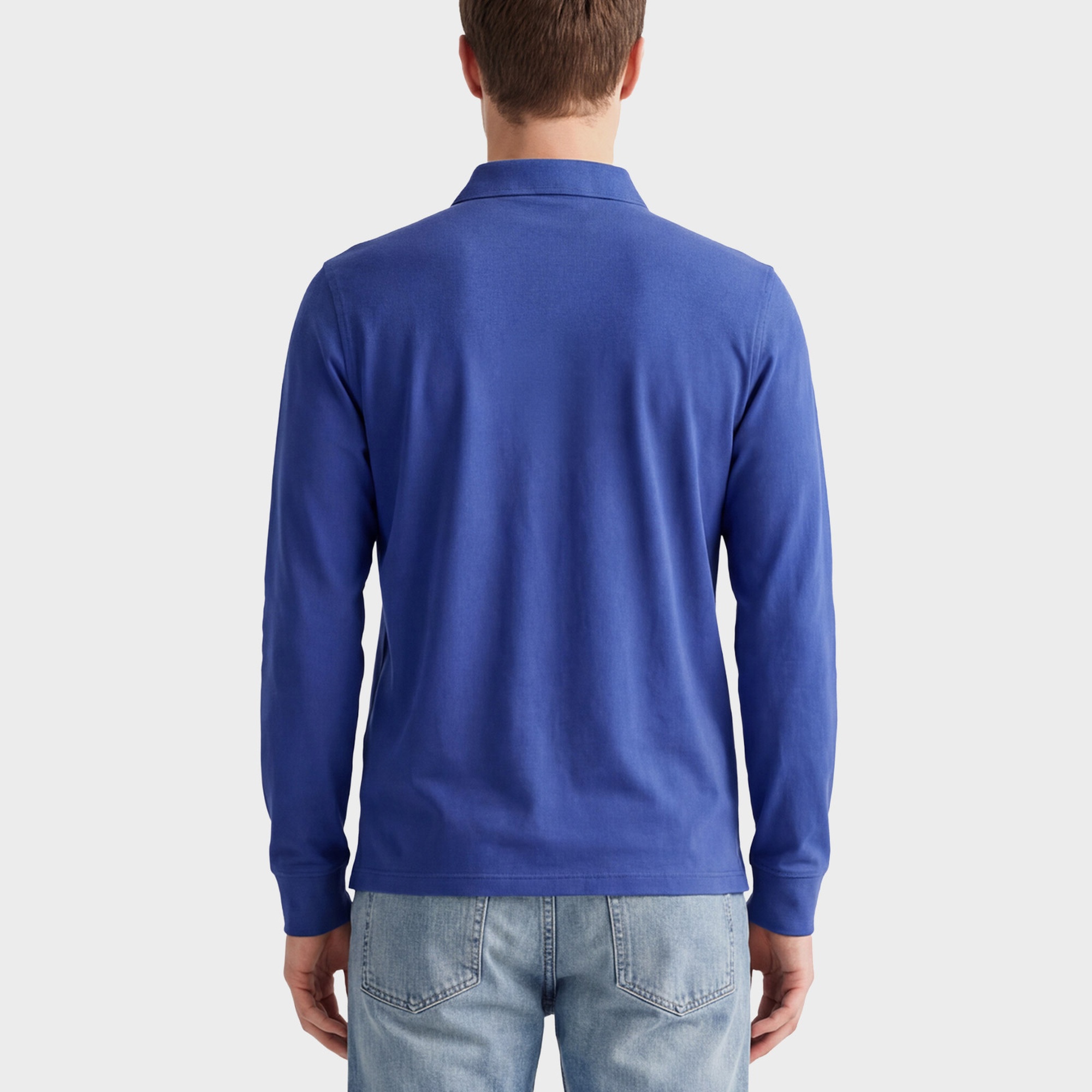 GANT Erkek Mavi Regular Fit Uzun Kollu Polo