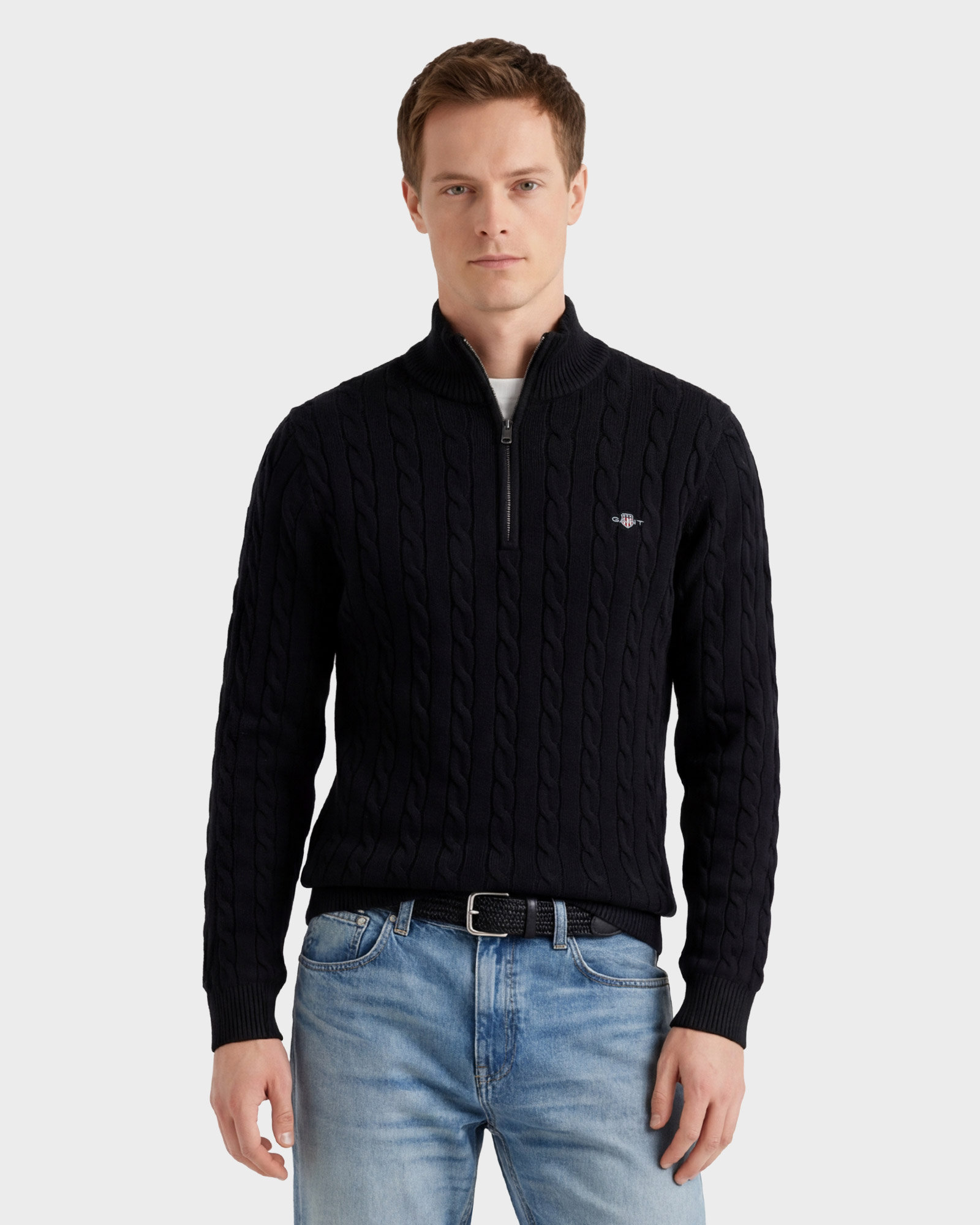  GANT Erkek Siyah Regular Fit Örgü Kazak