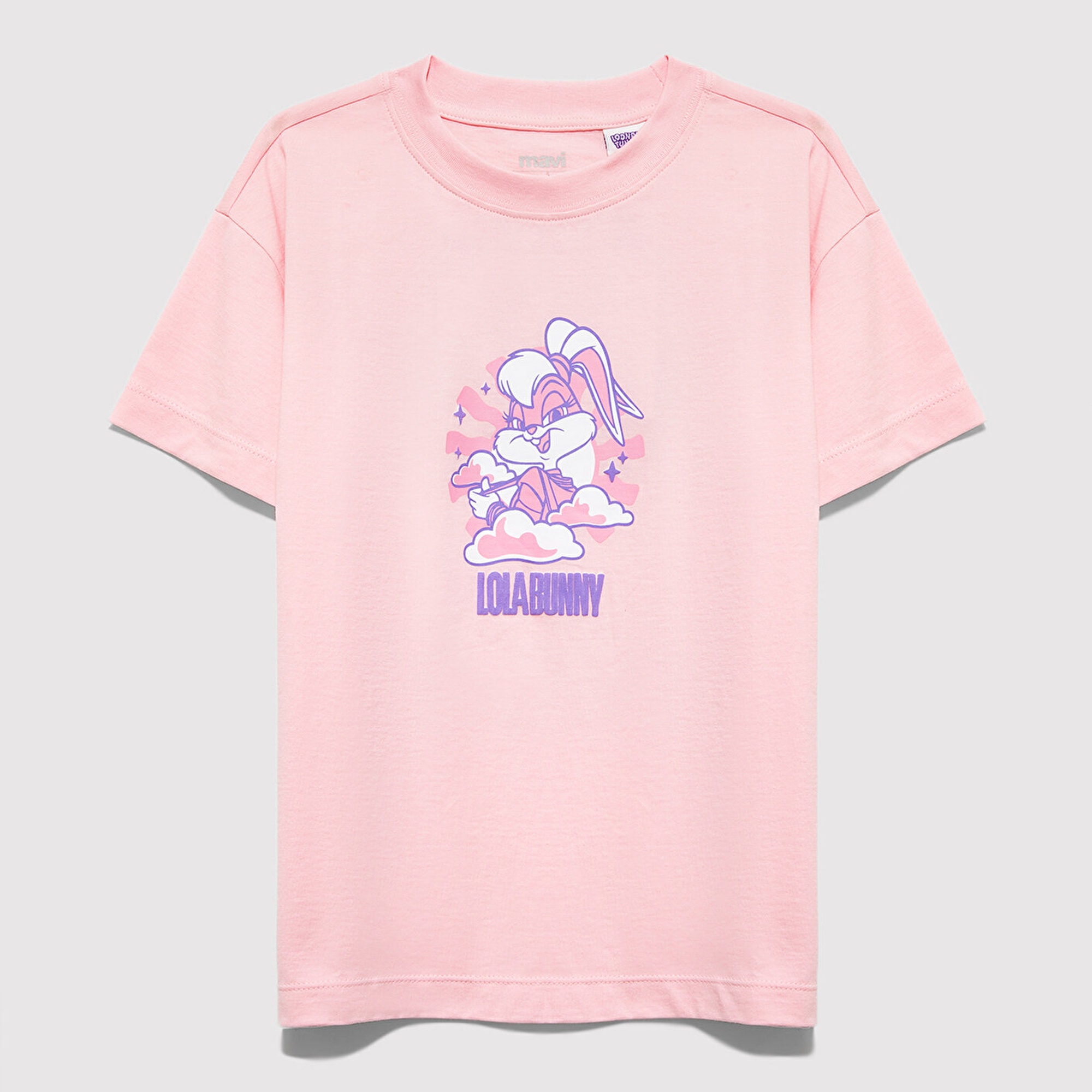 Mavi Lola Bunny Baskılı Pembe Tişört Loose Fit / Bol Rahat Kesim 7610415-71007