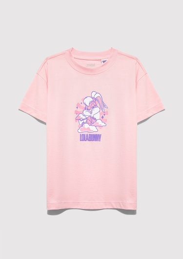  Mavi Lola Bunny Baskılı Pembe Tişört Loose Fit / Bol Rahat Kesim 7610415-71007