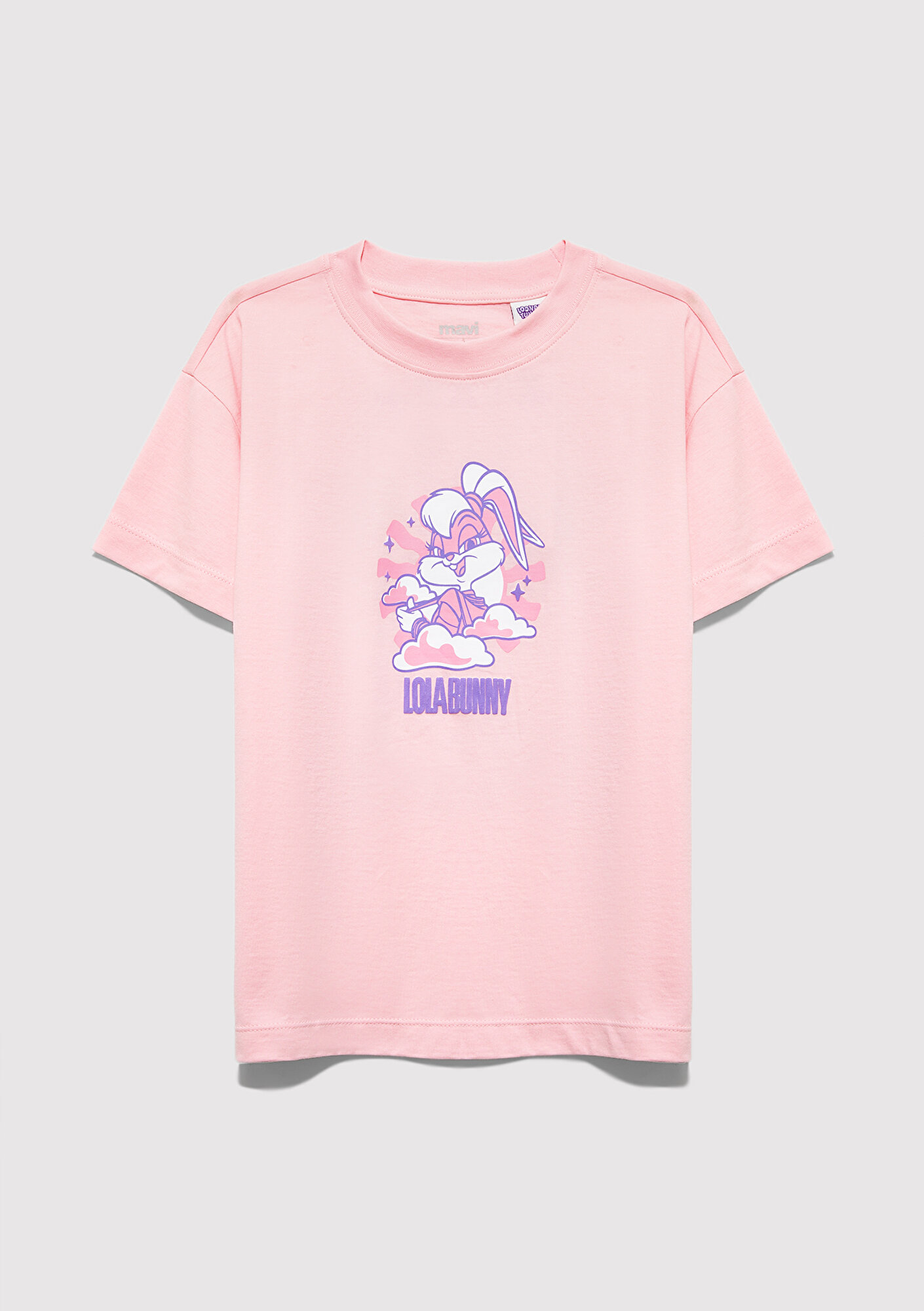  Mavi Lola Bunny Baskılı Pembe Tişört Loose Fit / Bol Rahat Kesim 7610415-71007