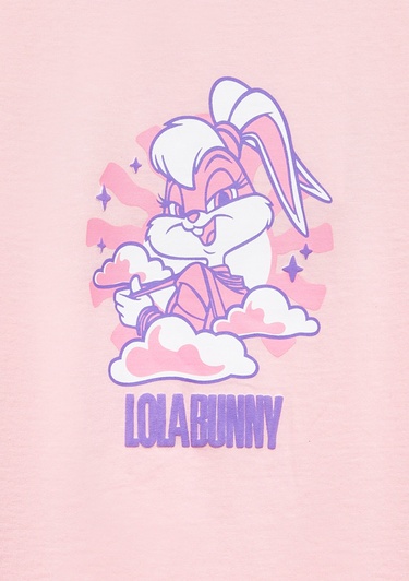  Mavi Lola Bunny Baskılı Pembe Tişört Loose Fit / Bol Rahat Kesim 7610415-71007