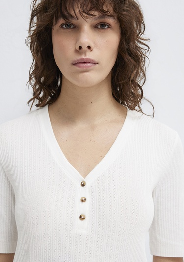  Mavi Ekru Tişört Fitted / Vücuda Oturan Kesim 1613761-70057