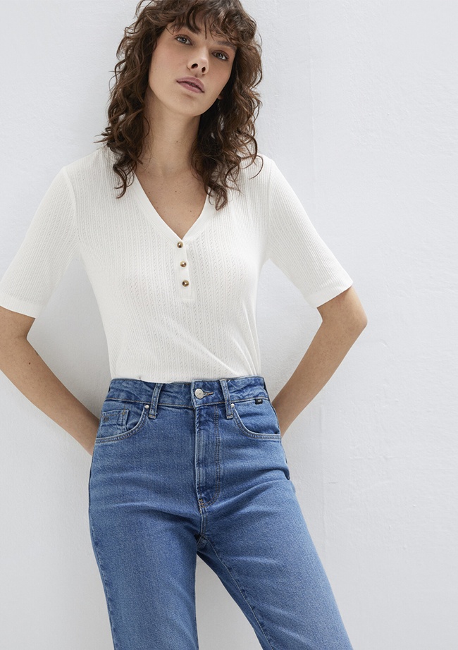  Mavi Ekru Tişört Fitted / Vücuda Oturan Kesim 1613761-70057