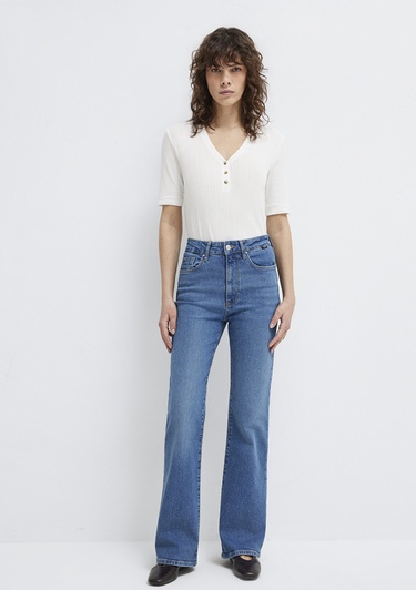  Mavi Ekru Tişört Fitted / Vücuda Oturan Kesim 1613761-70057