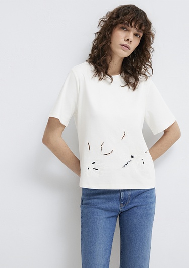  Mavi Ekru Tişört Regular Fit / Normal Kesim 1613759-70057