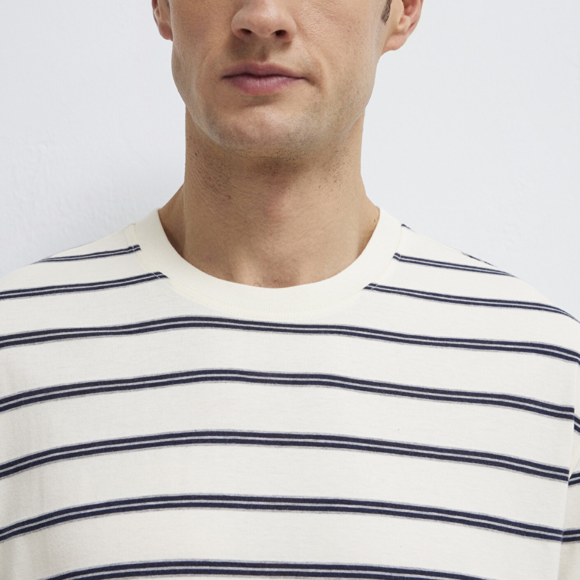 Mavi Çizgili Tişört Loose Fit / Bol Rahat Kesim 0613138-70057