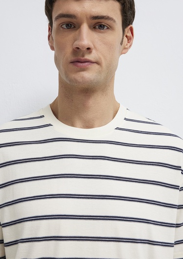  Mavi Çizgili Tişört Loose Fit / Bol Rahat Kesim 0613138-70057