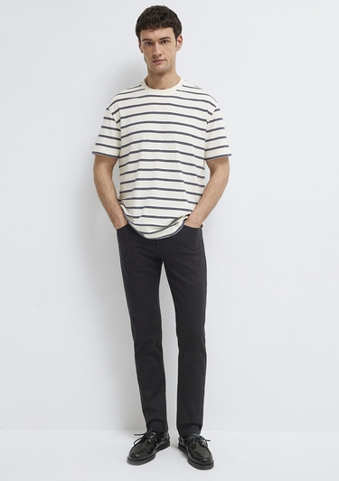  Mavi Çizgili Tişört Loose Fit / Bol Rahat Kesim 0613138-70057