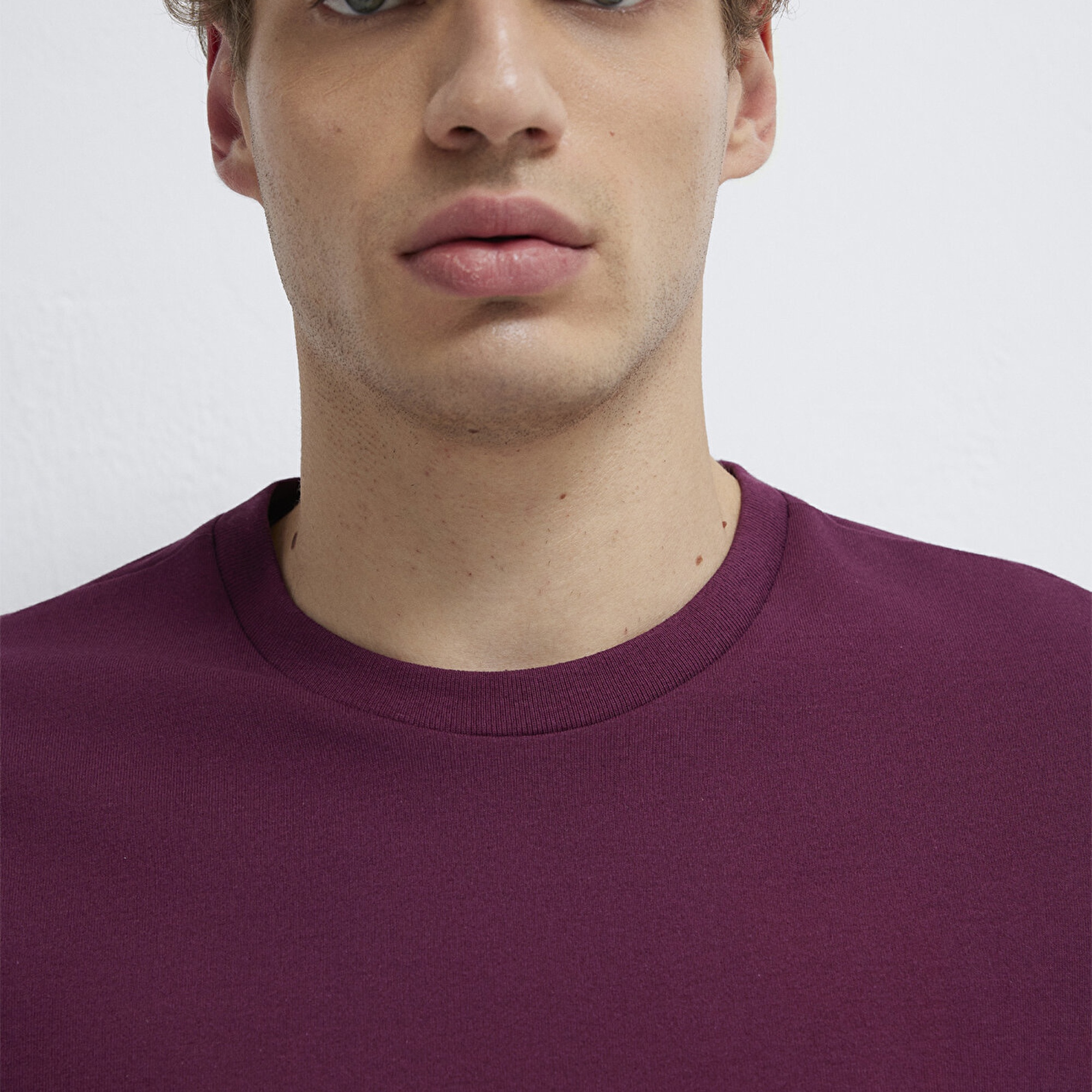 Mavi Cep Detaylı Mor Basic Tişört Loose Fit / Bol Rahat Kesim 066248-70670