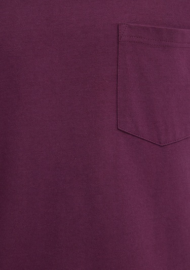  Mavi Cep Detaylı Mor Basic Tişört Loose Fit / Bol Rahat Kesim 066248-70670