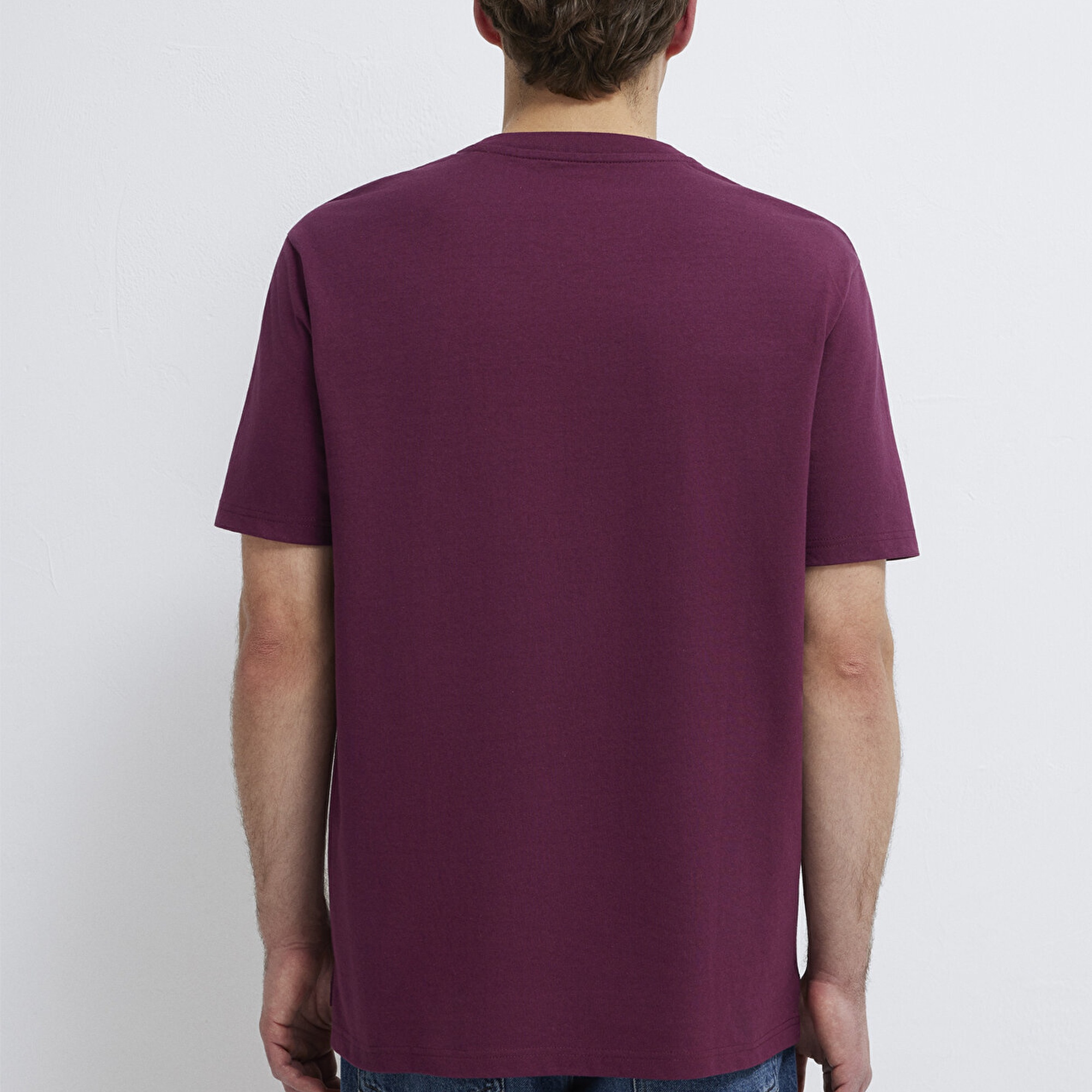 Mavi Cep Detaylı Mor Basic Tişört Loose Fit / Bol Rahat Kesim 066248-70670