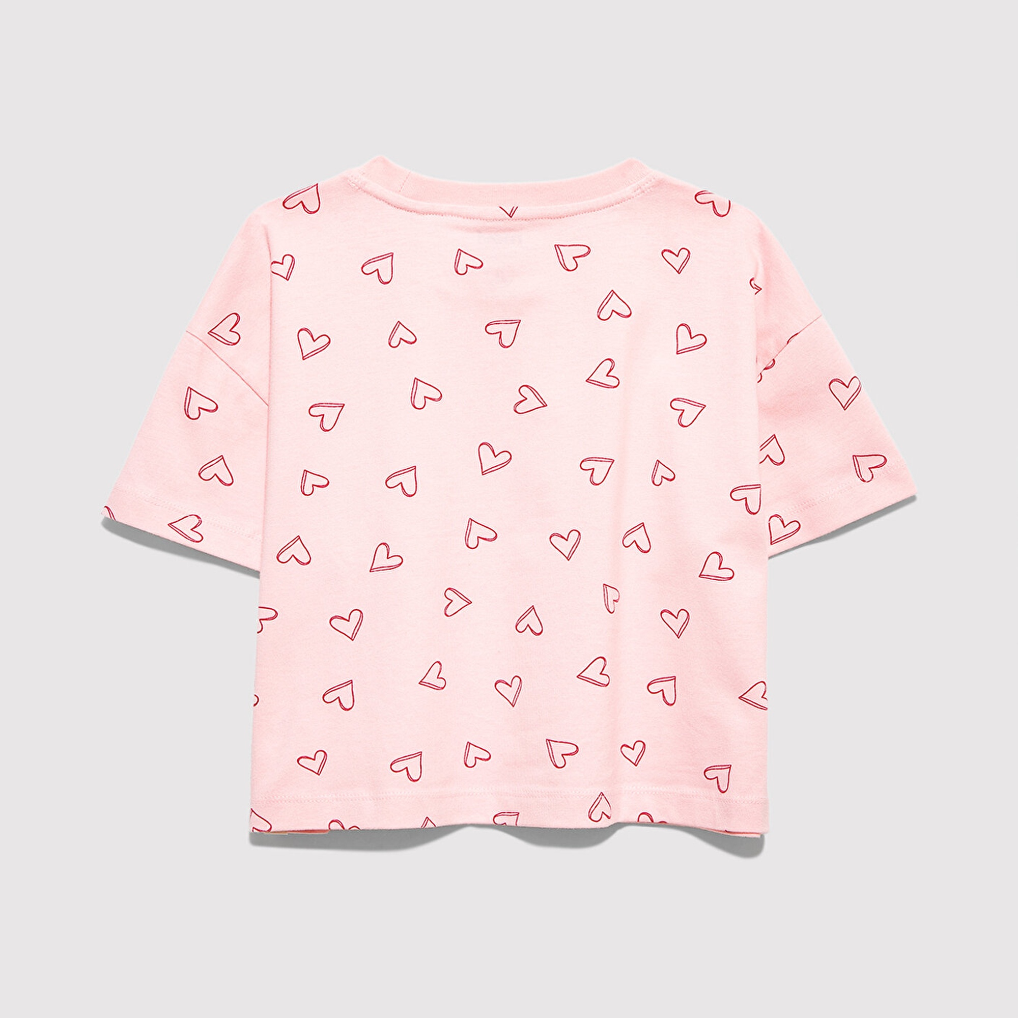 Mavi Baskılı Pembe Tişört Loose Fit / Bol Rahat Kesim 7610400-71007