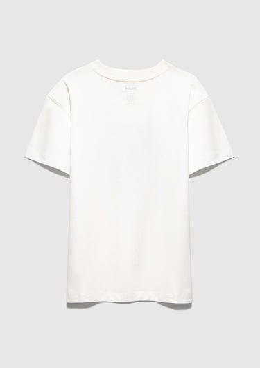  Mavi MJ Logo Baskılı Ekru Tişört Loose Fit / Bol Rahat Kesim 6610395-70057