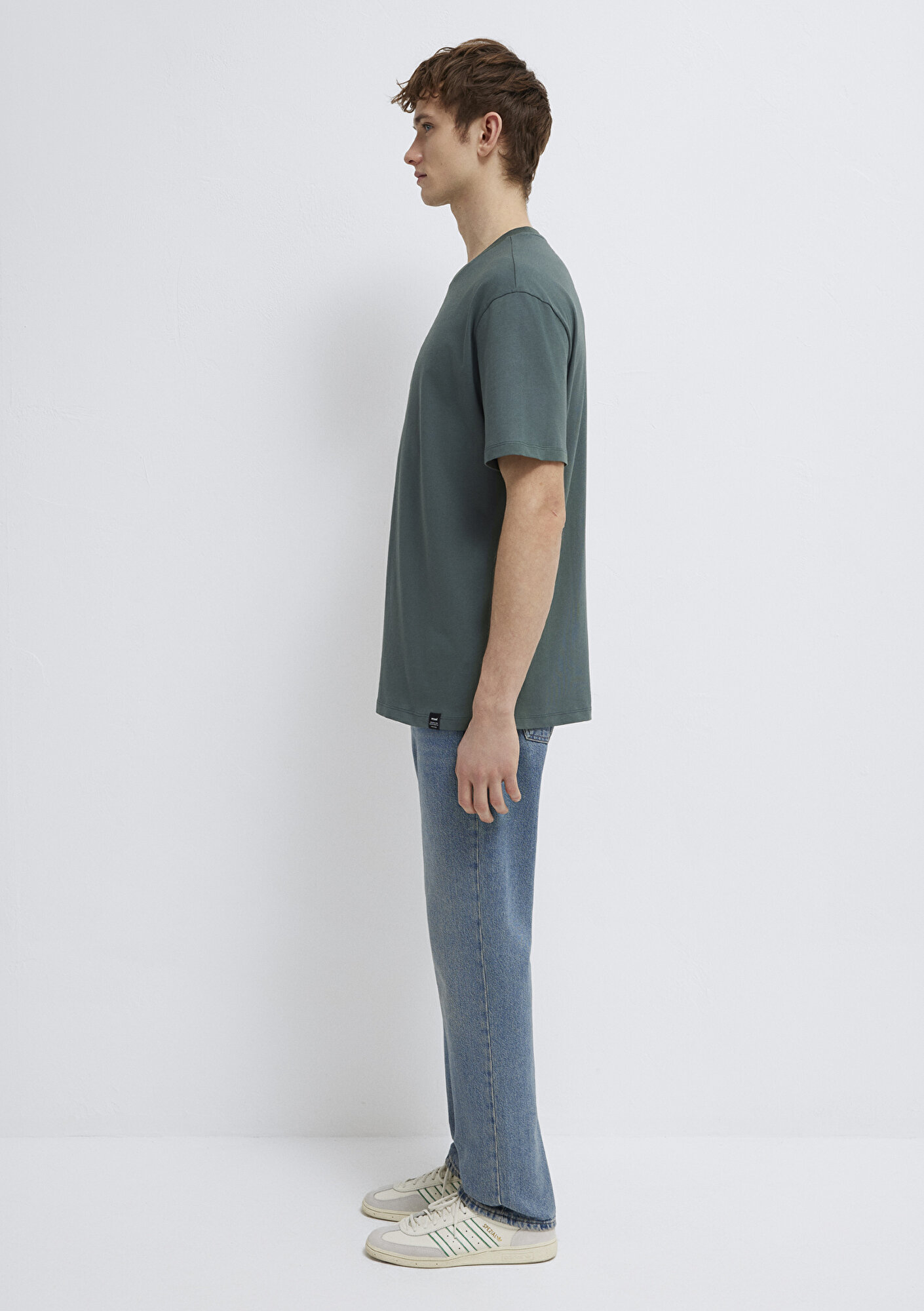 Mavi Etiket Detaylı Yeşil Basic Tişört Loose Fit / Bol Rahat Kesim 0611824-71598