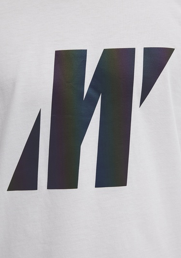  Mavi Mavi Pro Reflektör Logo Baskılı Beyaz Tişört Slim Fit / Dar Kesim 066255-30701