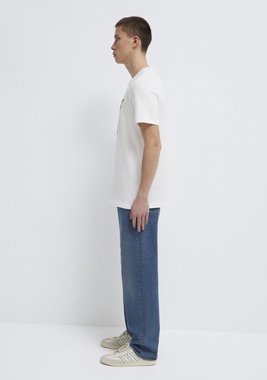  Mavi Mavi Pro Reflektör Logo Baskılı Beyaz Tişört Slim Fit / Dar Kesim 066255-30701