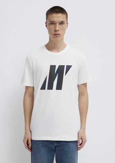  Mavi Mavi Pro Reflektör Logo Baskılı Beyaz Tişört Slim Fit / Dar Kesim 066255-30701