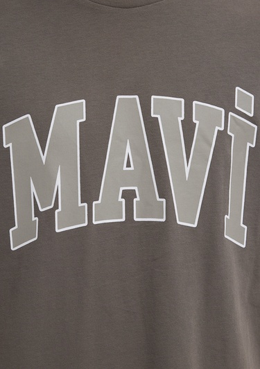  Mavi Mavi Logo Baskılı Kahverengi Tişört Loose Fit / Bol Rahat Kesim 0611711-91601