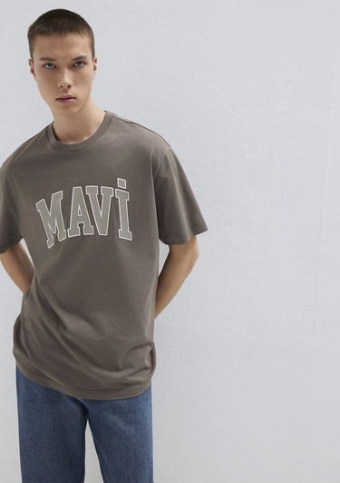  Mavi Mavi Logo Baskılı Kahverengi Tişört Loose Fit / Bol Rahat Kesim 0611711-91601