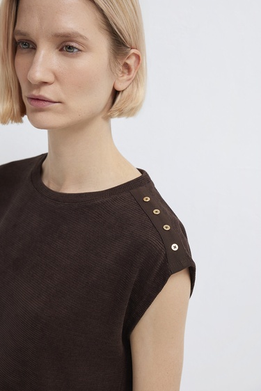  Mavi Kahverengi Tişört Regular Fit / Normal Kesim 1613951-70236