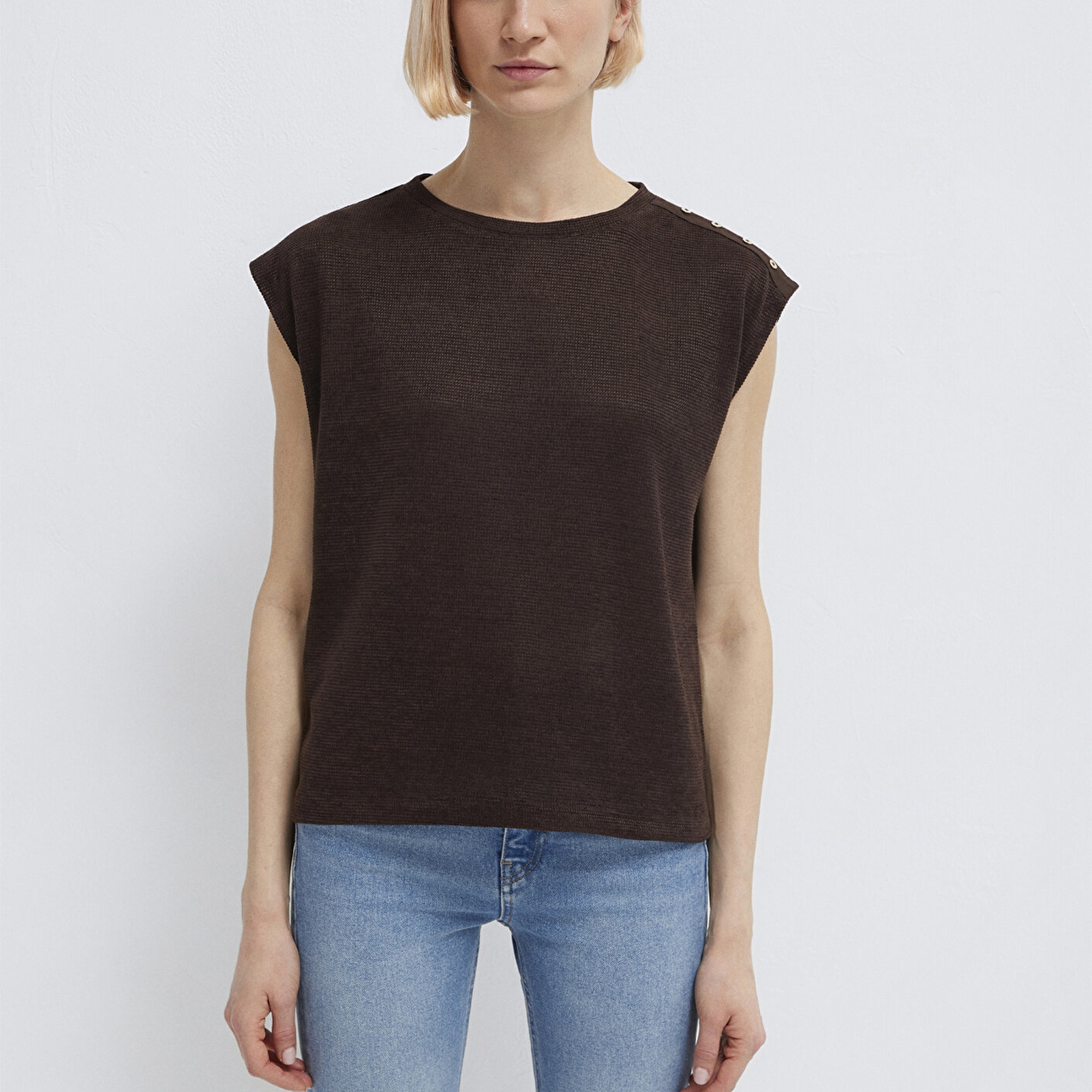 Mavi Kahverengi Tişört Regular Fit / Normal Kesim 1613951-70236