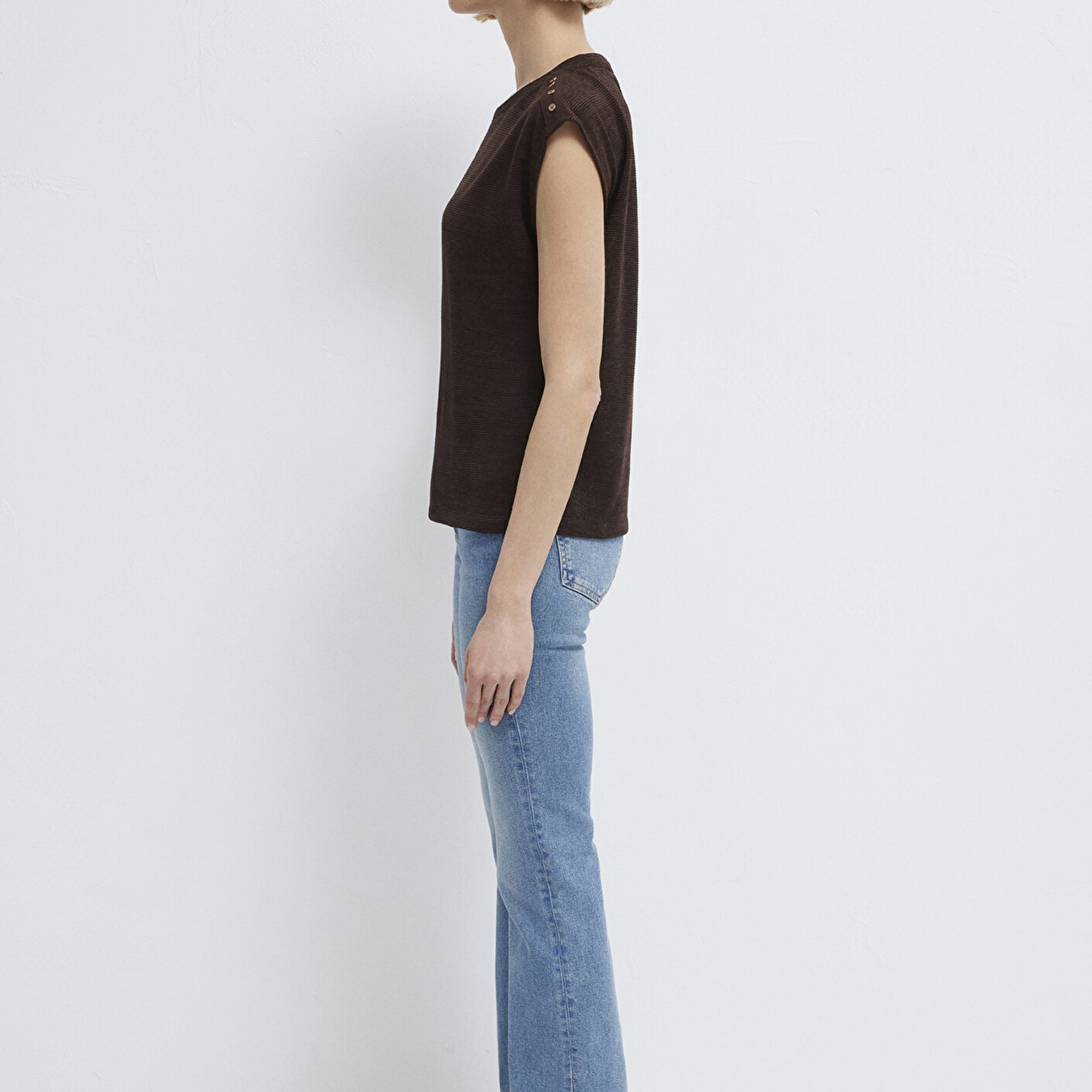 Mavi Kahverengi Tişört Regular Fit / Normal Kesim 1613951-70236