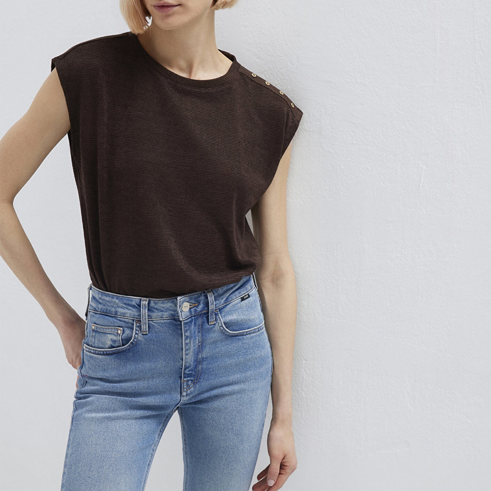 Mavi Kahverengi Tişört Regular Fit / Normal Kesim 1613951-70236