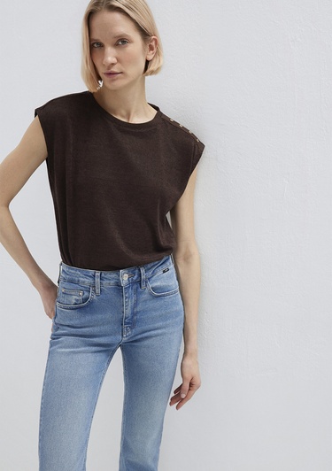  Mavi Kahverengi Tişört Regular Fit / Normal Kesim 1613951-70236