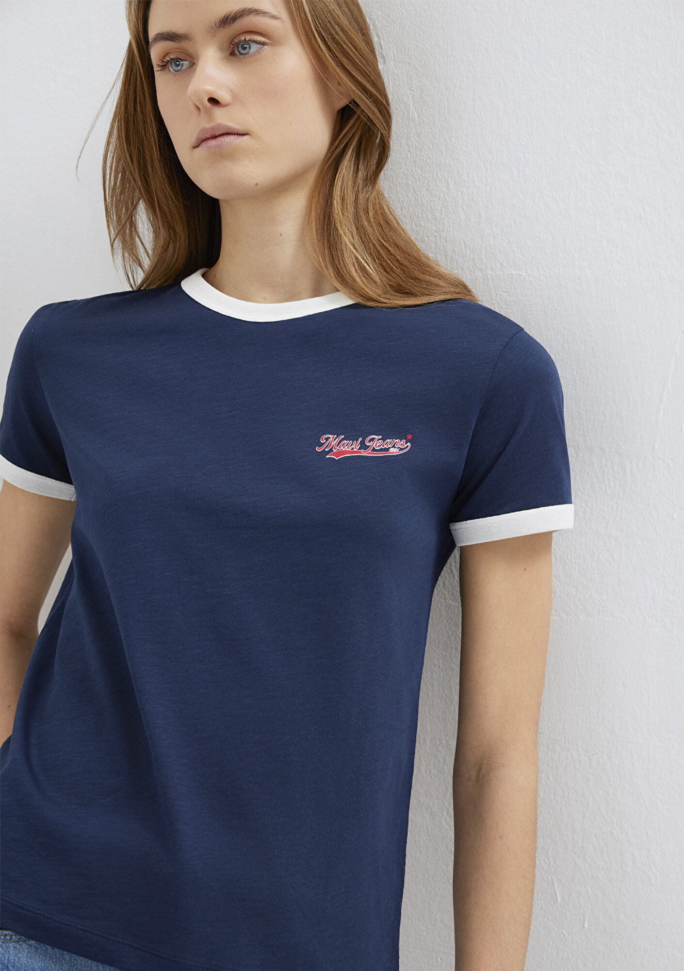 Mavi Mavi Logo Baskılı Lacivert Tişört Regular Fit / Normal Kesim 1613864-82318