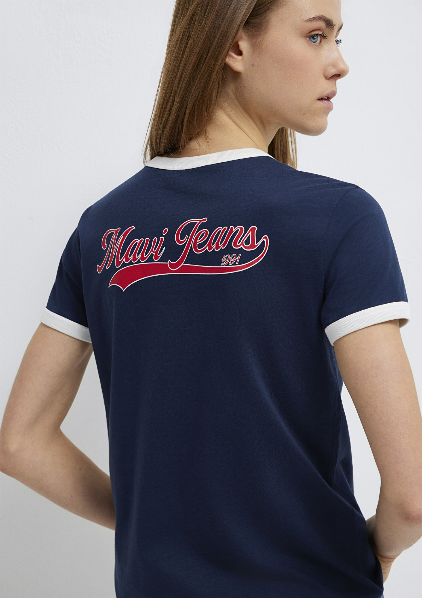 Mavi Mavi Logo Baskılı Lacivert Tişört Regular Fit / Normal Kesim 1613864-82318