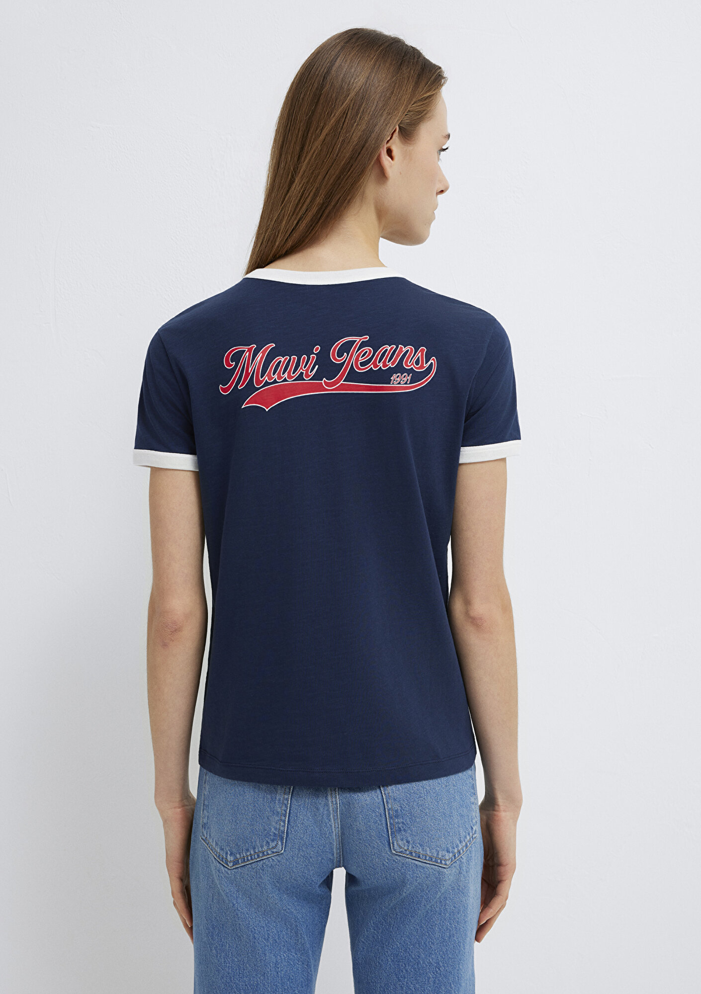  Mavi Mavi Logo Baskılı Lacivert Tişört Regular Fit / Normal Kesim 1613864-82318