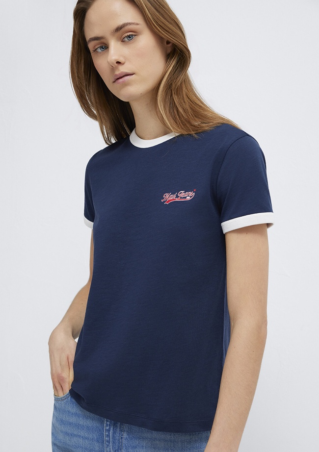  Mavi Mavi Logo Baskılı Lacivert Tişört Regular Fit / Normal Kesim 1613864-82318