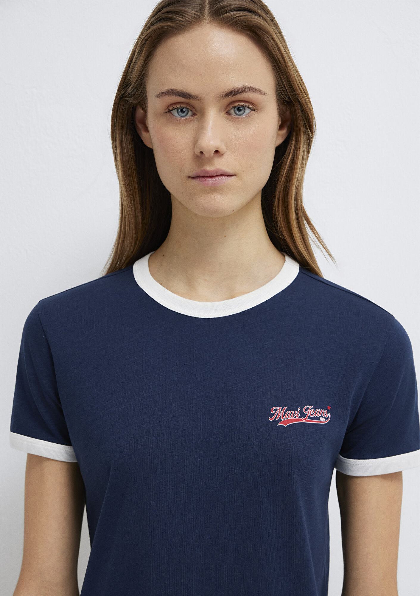  Mavi Mavi Logo Baskılı Lacivert Tişört Regular Fit / Normal Kesim 1613864-82318