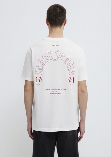 Mavi Mavi Jeans Baskılı Ekru Tişört Loose Fit / Bol Rahat Kesim 0613201-70057