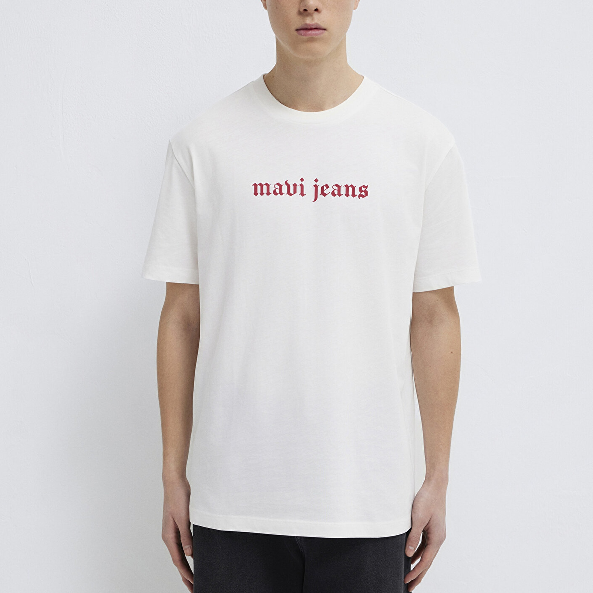 Mavi Mavi Jeans Baskılı Ekru Tişört Loose Fit / Bol Rahat Kesim 0613201-70057