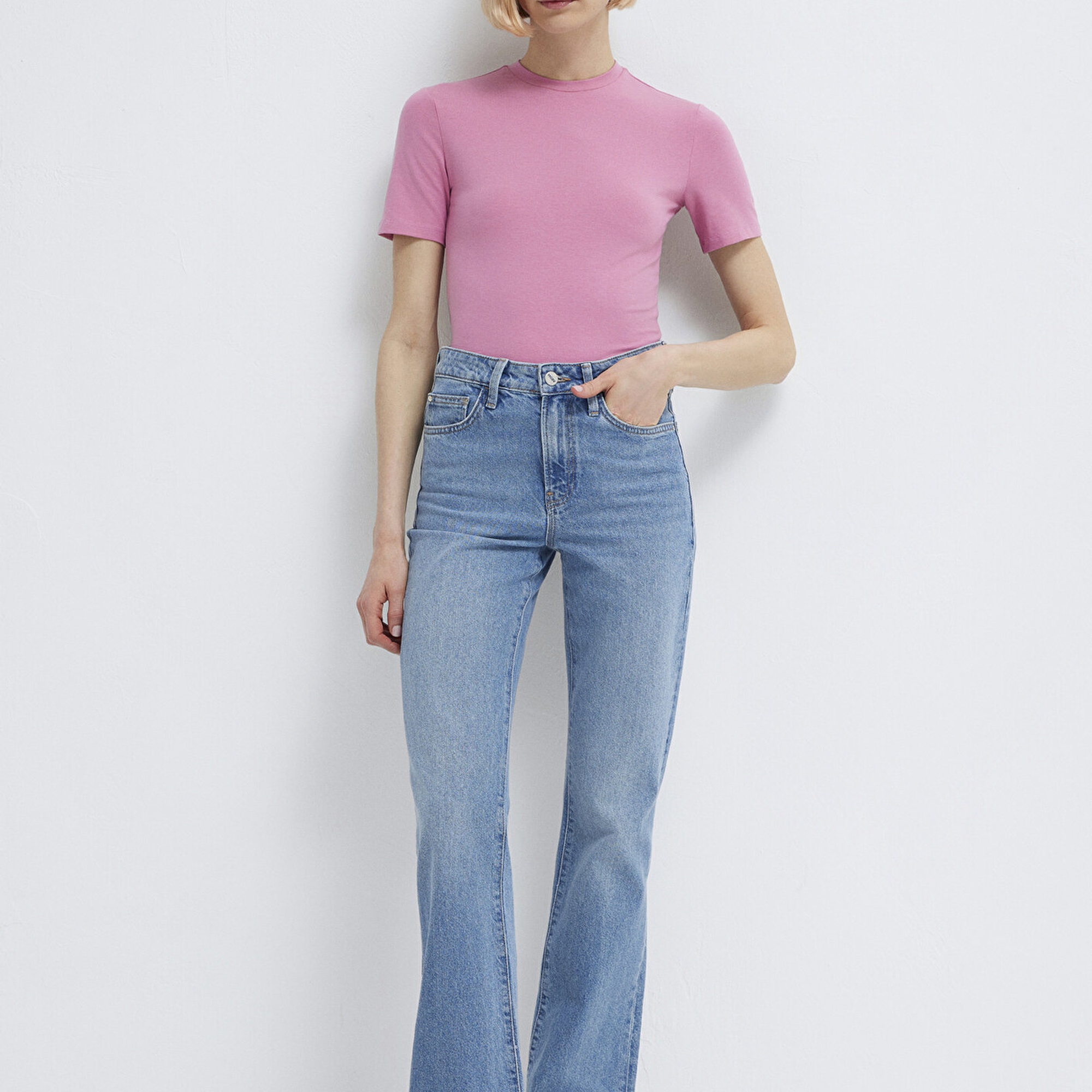 Mavi 2li Kadın Basic Tişört Fitted / Vücuda Oturan Kesim 1611372-71187