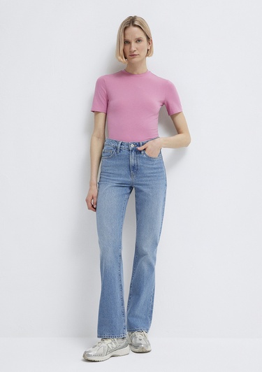  Mavi 2li Kadın Basic Tişört Fitted / Vücuda Oturan Kesim 1611372-71187